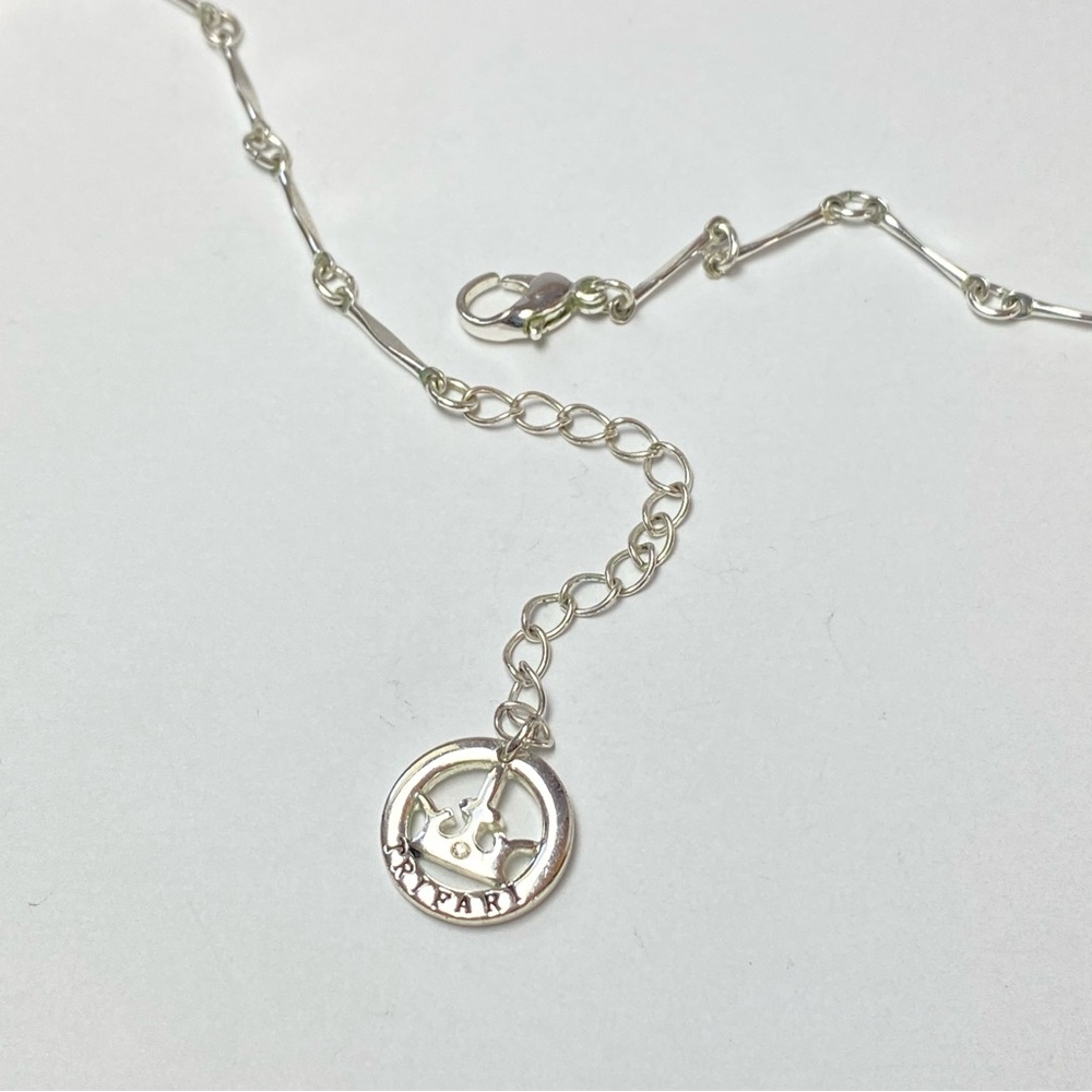 Crown Trifari Silver Tone Marcasite Tear Drop Filigree Station Chain Necklace - Picture 9 of 9